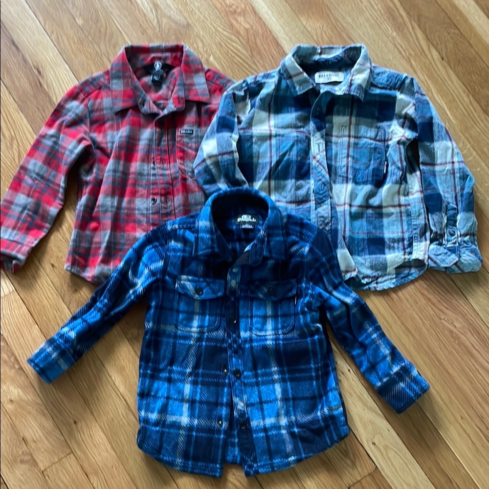 Surf brands Plaid Kids Shirt Set - Red, Blue, and Gray